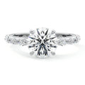 White gold Round Diamond Engagement Ring with Marquise Side Stones and Prong Setting