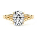 Yellow gold Cushion Diamond Cathedral Solitaire Engagement Ring