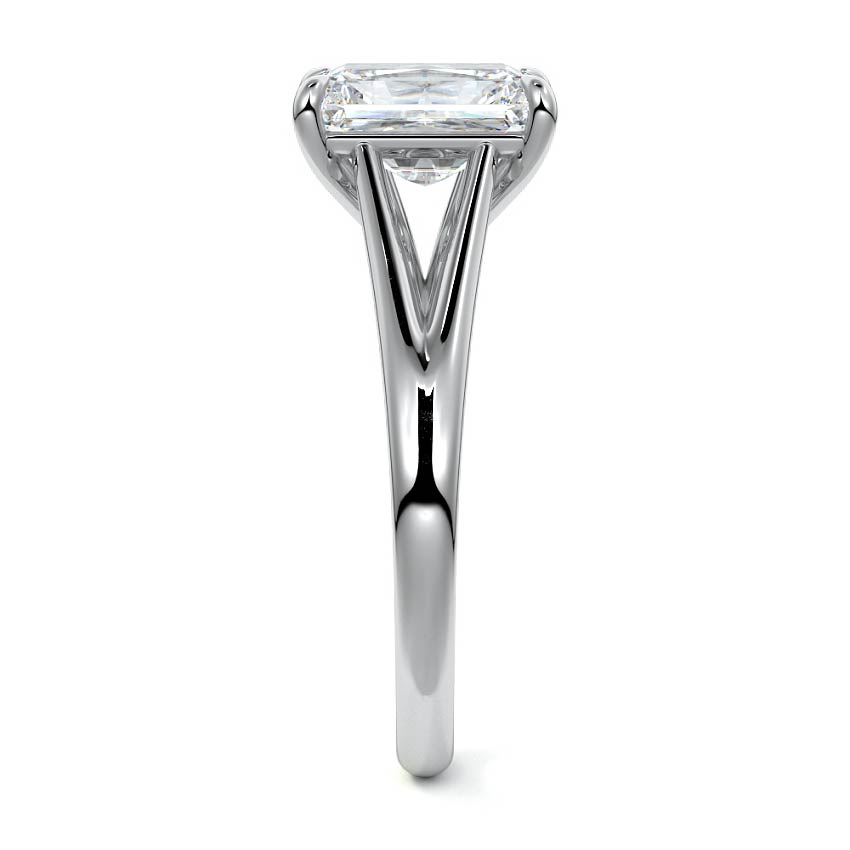 White gold Radiant Diamond Cathedral Solitaire Engagement Ring