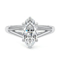 Silver Marquise Diamond Cathedral Solitaire Engagement Ring