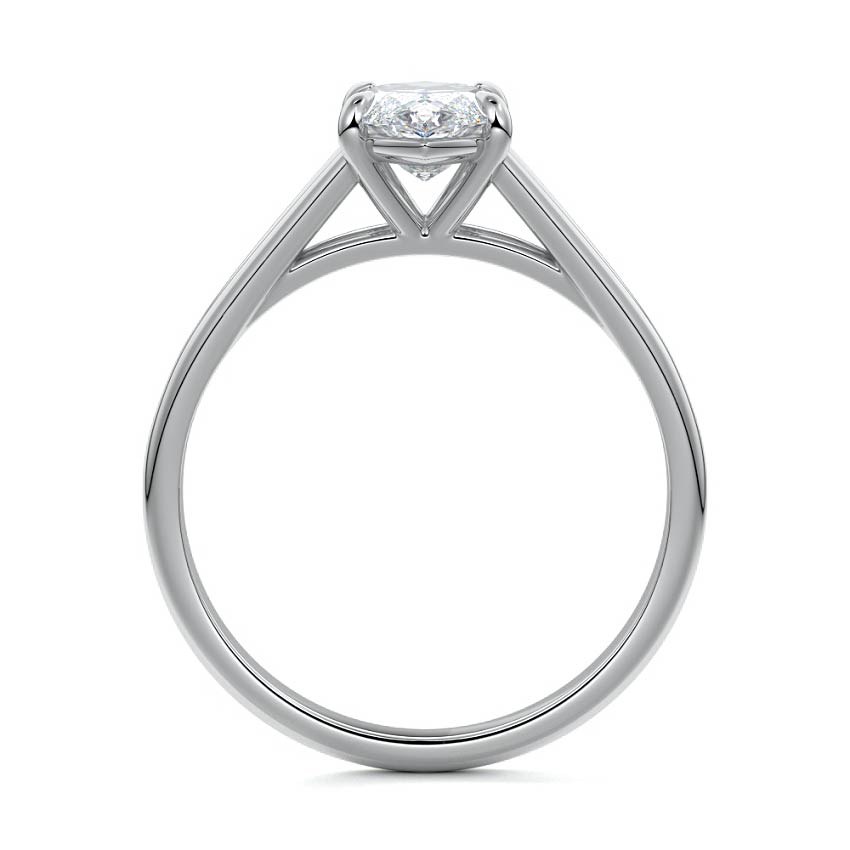 Silver Marquise Diamond Cathedral Solitaire Engagement Ring