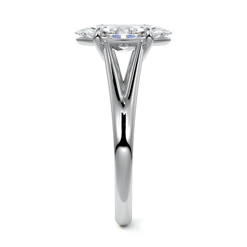 Silver Marquise Diamond Cathedral Solitaire Engagement Ring