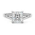 Silver Princess Diamond Cathedral Solitaire Engagement Ring