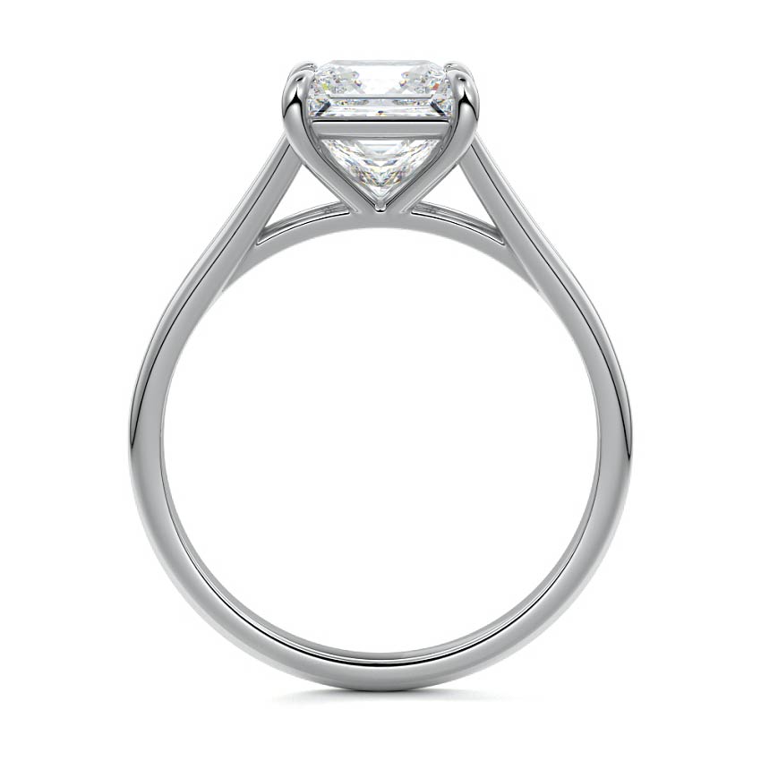 Silver Princess Diamond Cathedral Solitaire Engagement Ring