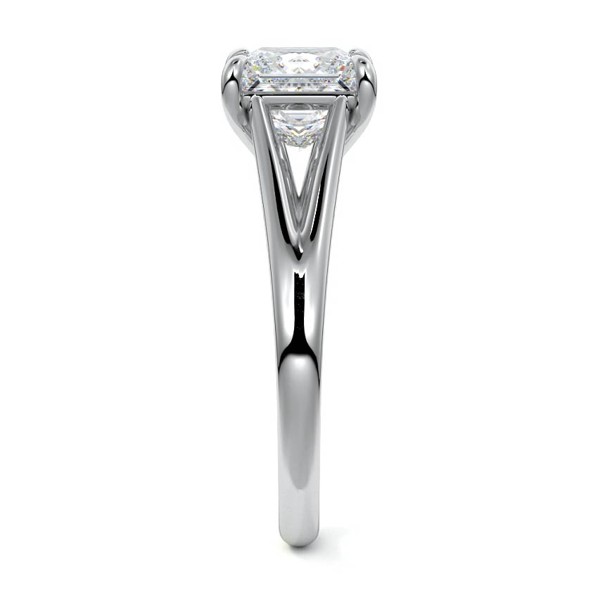 Silver Princess Diamond Cathedral Solitaire Engagement Ring