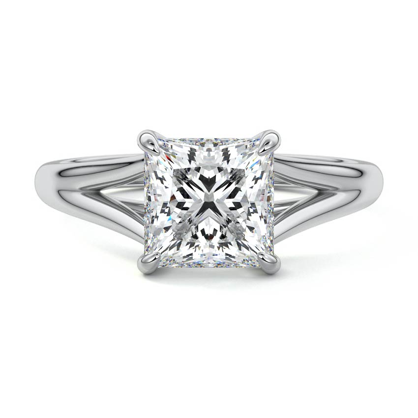 Silver Princess Diamond Cathedral Solitaire Engagement Ring