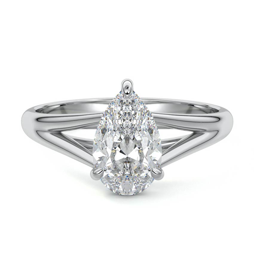 Platinum Pear Diamond Cathedral Solitaire Engagement Ring