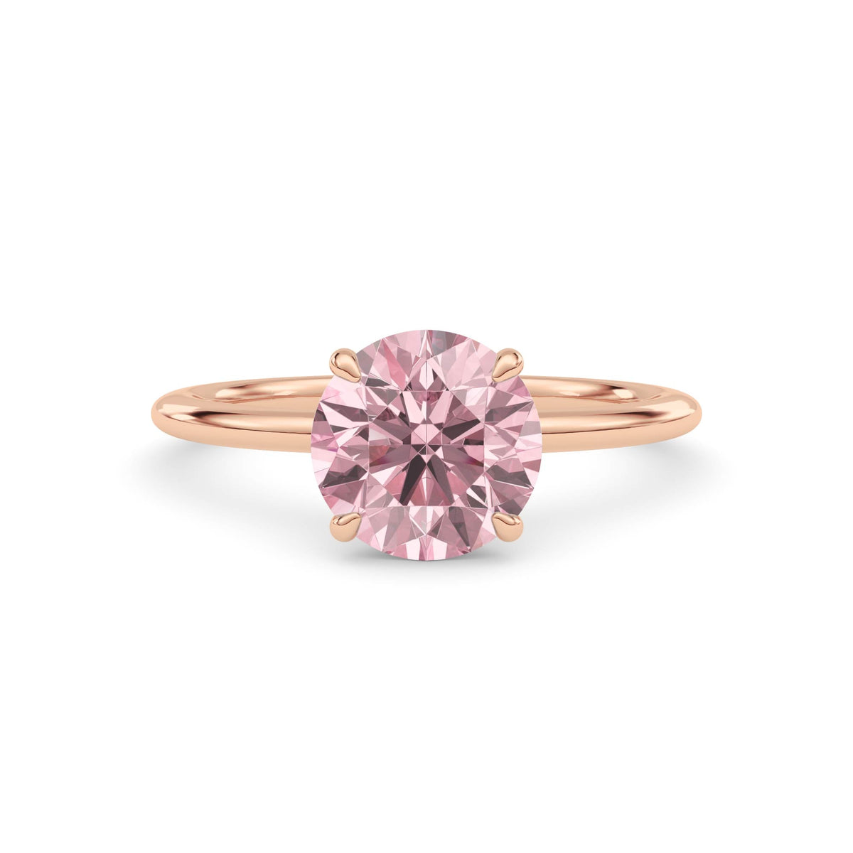 Rose gold Fancy Pink Round Cut Diamond Classic Solitaire Engagement Ring
