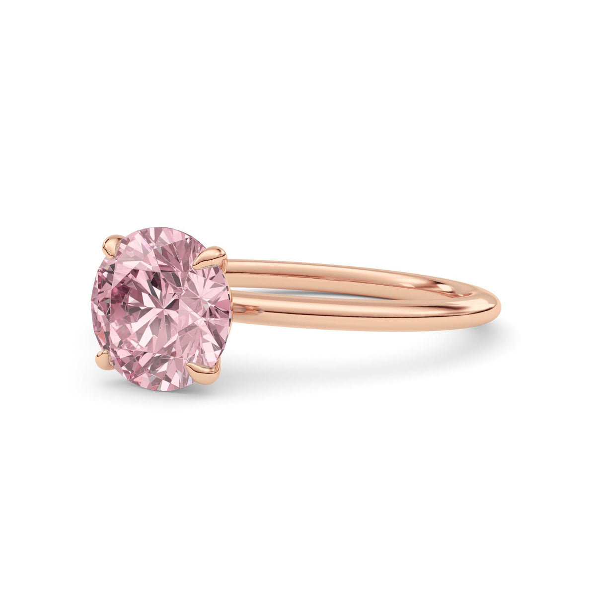 Rose gold Fancy Pink Round Cut Diamond Classic Solitaire Engagement Ring