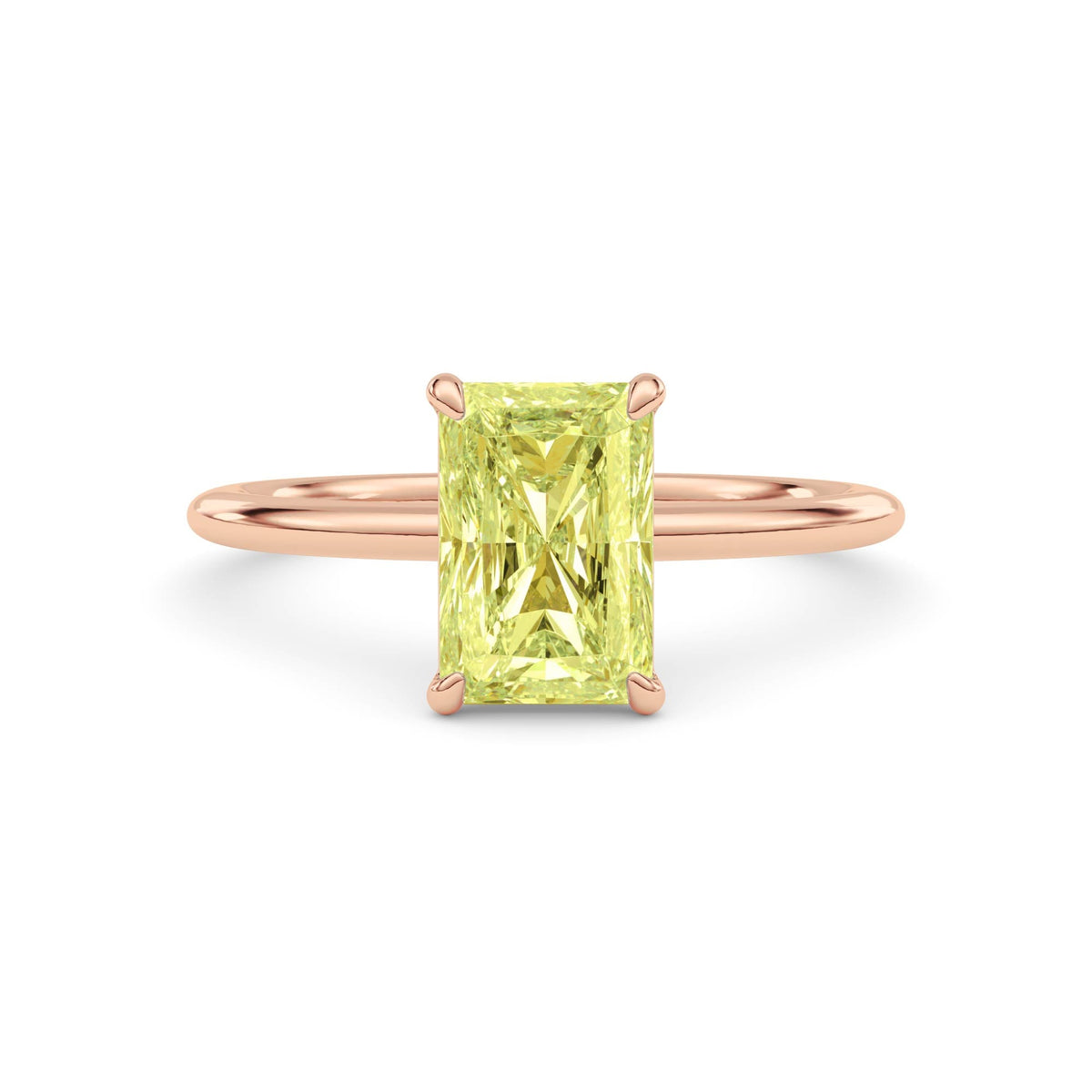 Rose gold Fancy Yellow Radiant Cut Diamond Classic Solitaire Engagement Ring