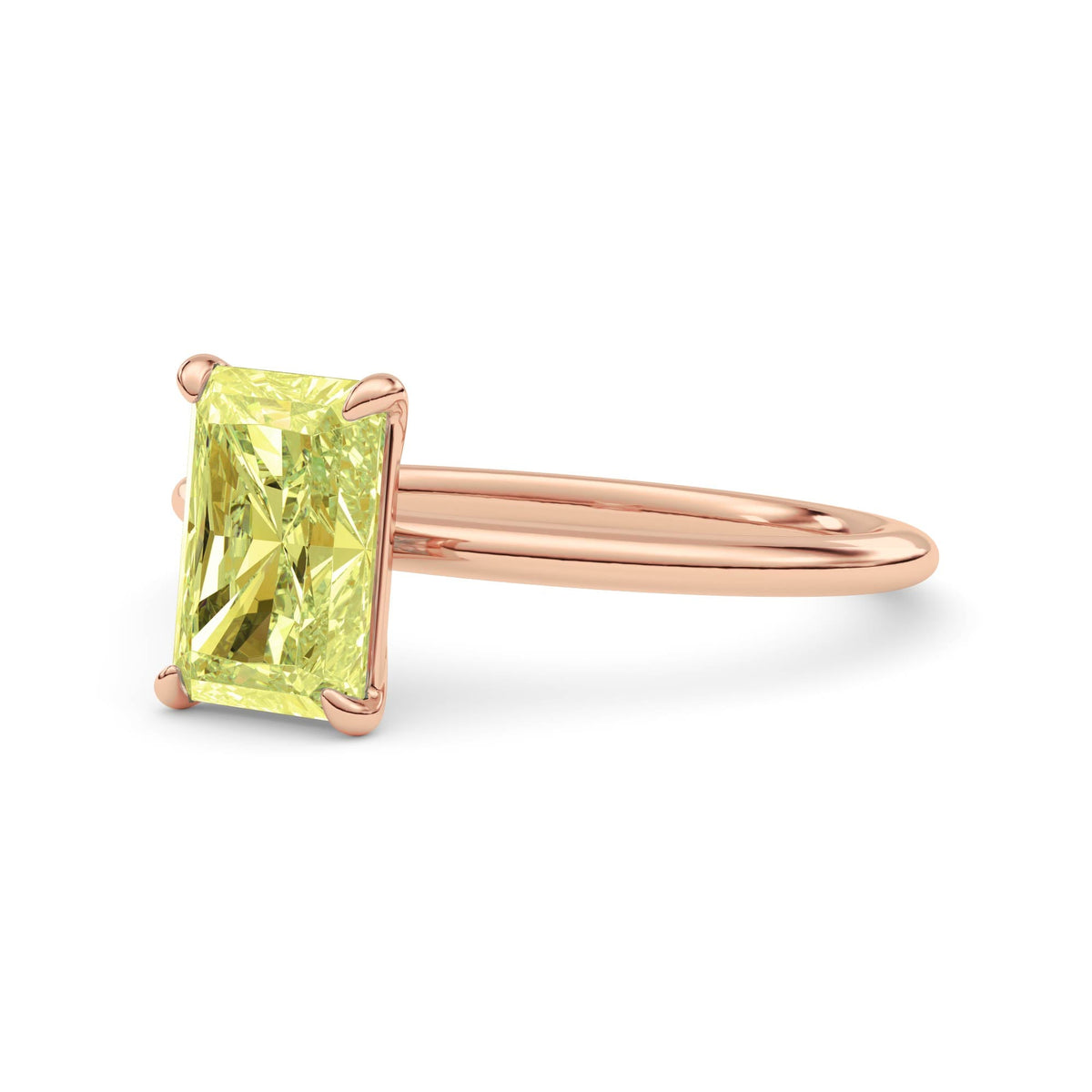Rose gold Fancy Yellow Radiant Cut Diamond Classic Solitaire Engagement Ring