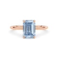 Rose gold Fancy Blue Emerald Cut Diamond Classic Solitaire Engagement Ring