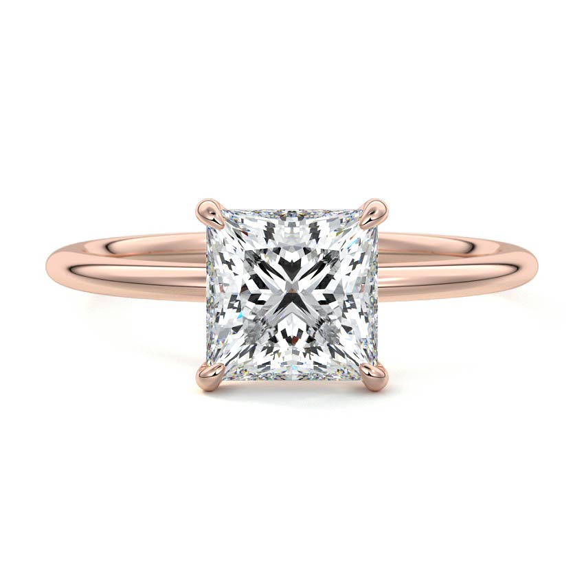 Rose gold Princess Diamond Classic Solitaire Engagement Ring
