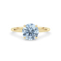 Yellow gold Fancy Blue Round Cut Diamond Classic Solitaire Engagement Ring