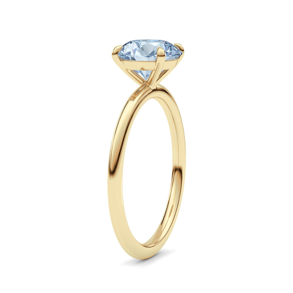 Yellow gold Fancy Blue Round Cut Diamond Classic Solitaire Engagement Ring