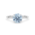 White gold Fancy Blue Round Cut Diamond Classic Solitaire Engagement Ring