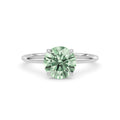 White gold Fancy Green Round Cut Diamond Classic Solitaire Engagement Ring