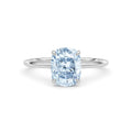 Silver Fancy Blue Cushion Cut Diamond Classic Solitaire Engagement Ring