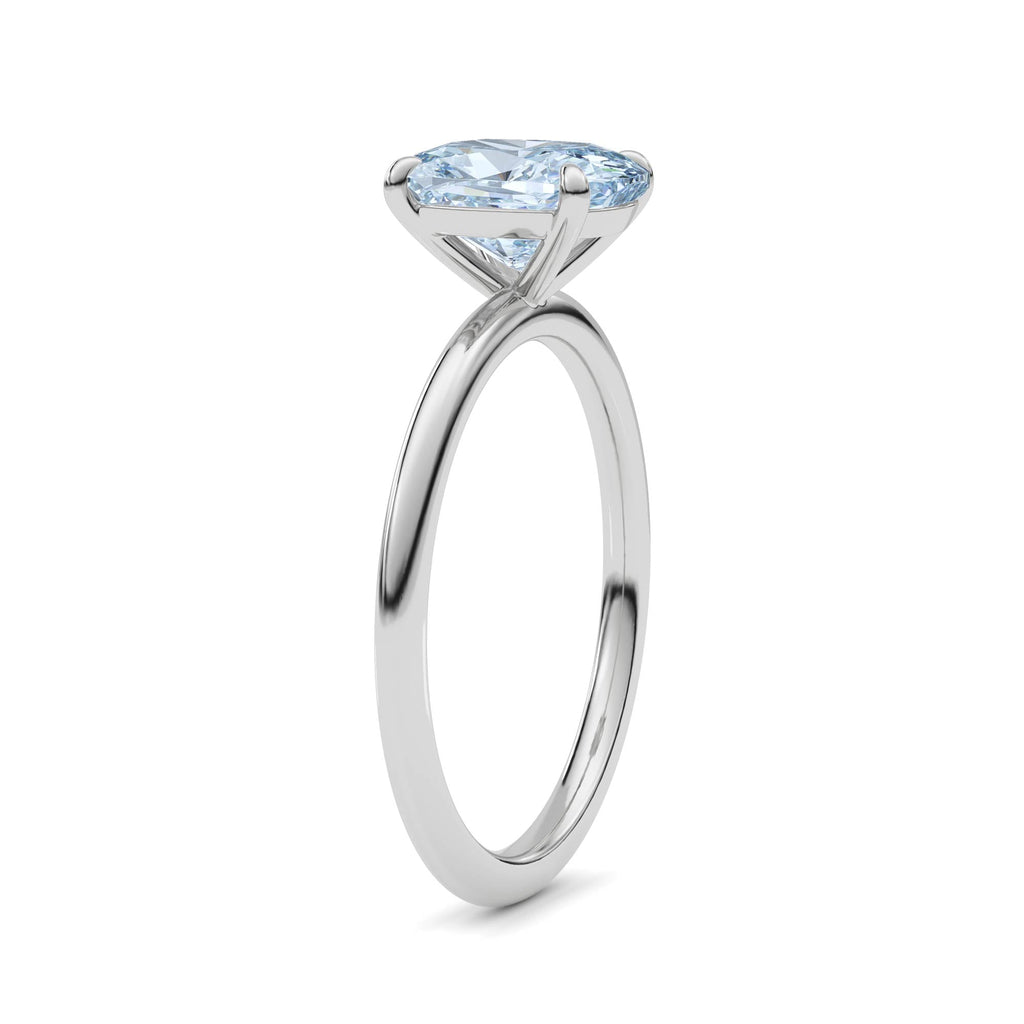 Silver Fancy Blue Cushion Cut Diamond Classic Solitaire Engagement Ring
