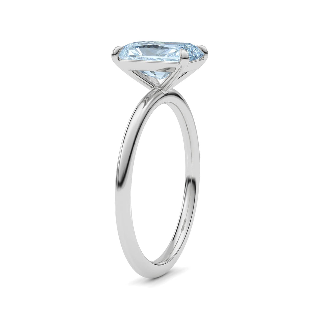 Platinum Fancy Blue Radiant Cut Diamond Classic Solitaire Engagement Ring