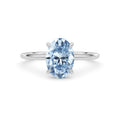 Platinum Fancy Blue Oval Cut Diamond Classic Solitaire Engagement Ring