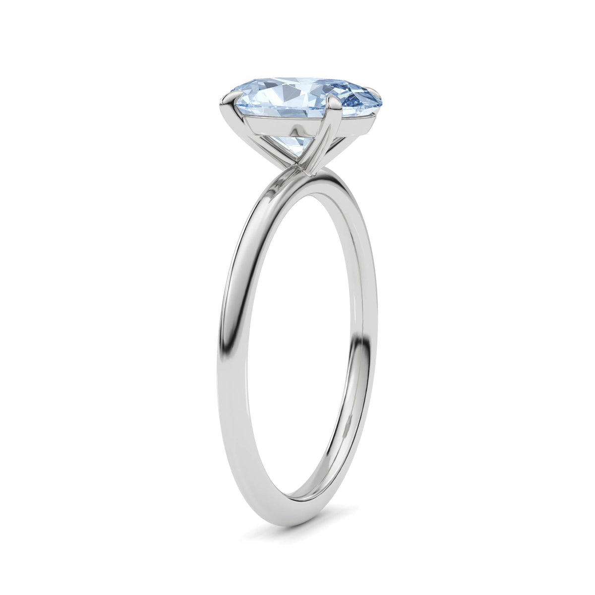 Platinum Fancy Blue Oval Cut Diamond Classic Solitaire Engagement Ring