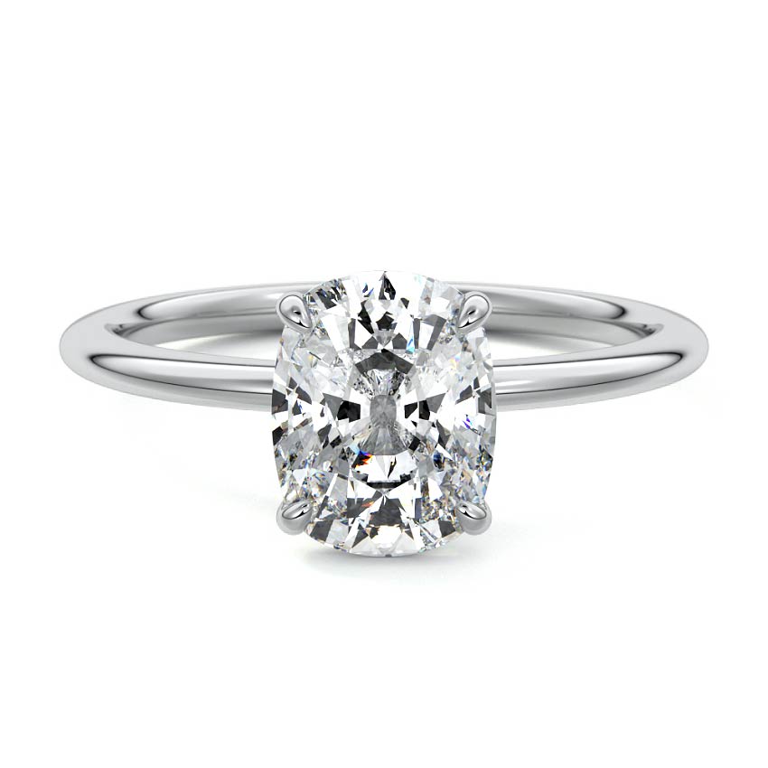 Platinum Cushion Diamond Classic Solitaire Engagement Ring