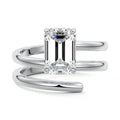 White gold Emerald Diamond Bypass Wrap Solitaire Engagement Ring