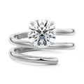 Silver Round Diamond Bypass Wrap Solitaire Engagement Ring
