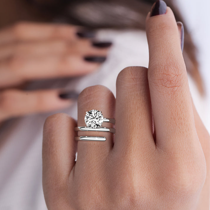 Silver Round Diamond Bypass Wrap Solitaire Engagement Ring