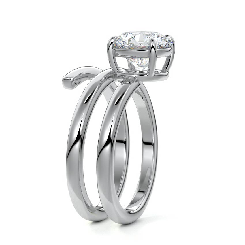Silver Round Diamond Bypass Wrap Solitaire Engagement Ring