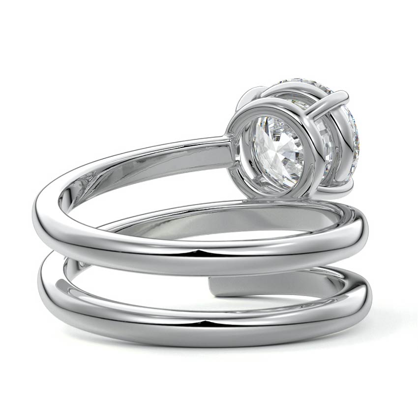Silver Round Diamond Bypass Wrap Solitaire Engagement Ring