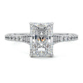 White gold Radiant Solitaire Diamond Engagement Ring with Tapered Pave Band