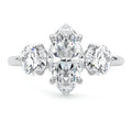 White gold Three-Stone Marquise Diamond Ring with Round Side Stones