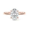 Rose gold Oval Diamond Solitaire Engagement Ring with Hidden Halo Accent
