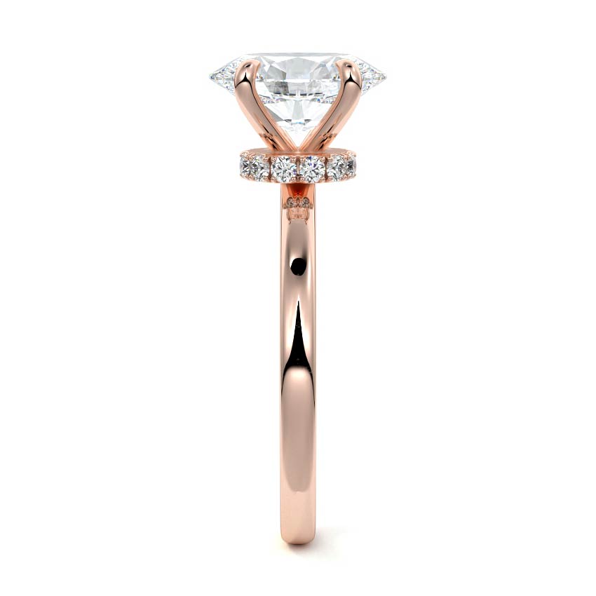Rose gold Oval Diamond Solitaire Engagement Ring with Hidden Halo Accent