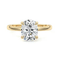 Yellow gold Cushion Diamond Solitaire Engagement Ring with Hidden Halo Accent