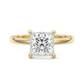 Yellow gold Princess Diamond Solitaire Engagement Ring with Hidden Halo Accent