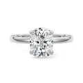 Platinum Cushion Diamond Solitaire Engagement Ring with Hidden Halo Accent