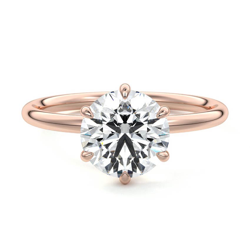 Rose gold Round Diamond Solitaire Engagement Ring with Twisted Cathedral Setting