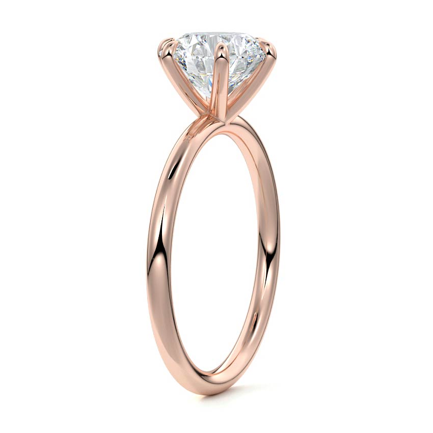 Rose gold Round Diamond Solitaire Engagement Ring with Twisted Cathedral Setting