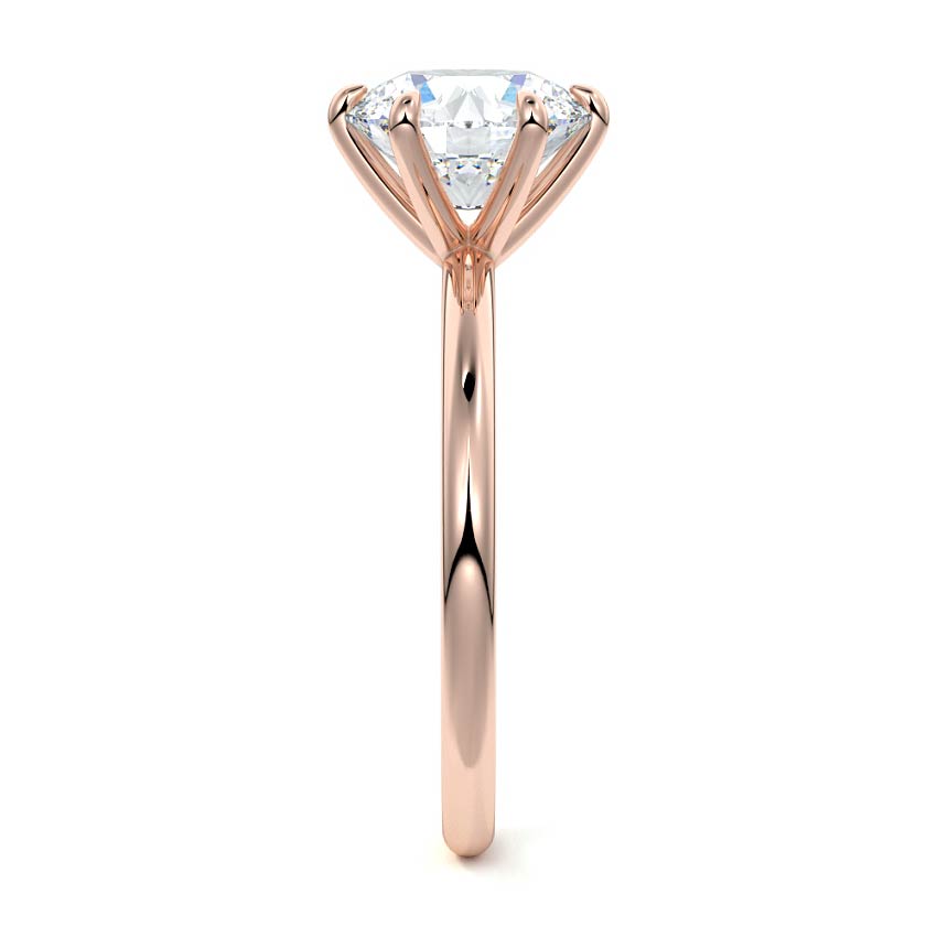Rose gold Round Diamond Solitaire Engagement Ring with Twisted Cathedral Setting