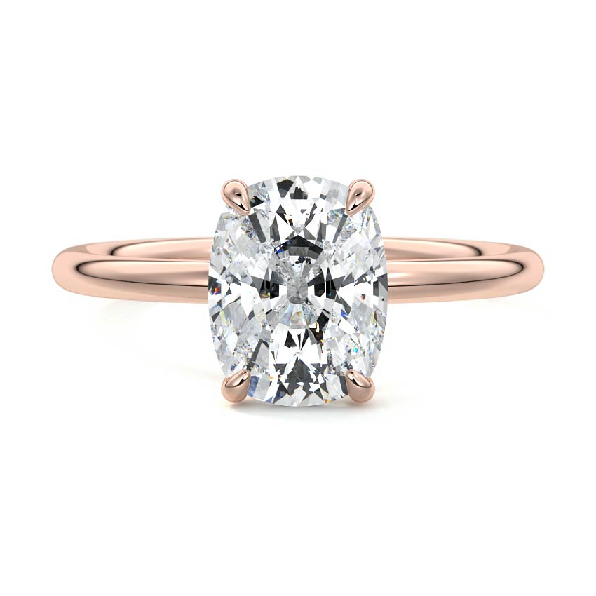 Rose gold Cushion Diamond Solitaire Engagement Ring with Twisted Cathedral Setting