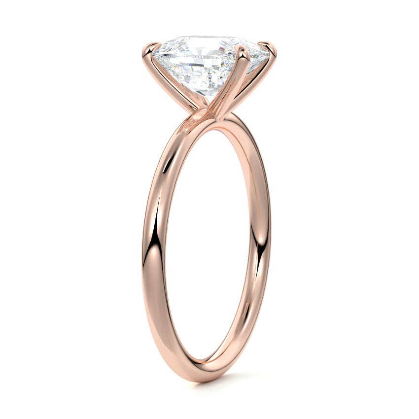 Rose gold Cushion Diamond Solitaire Engagement Ring with Twisted Cathedral Setting