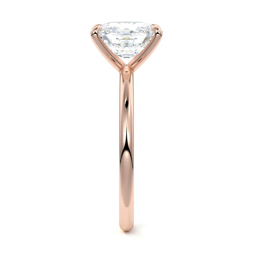 Rose gold Cushion Diamond Solitaire Engagement Ring with Twisted Cathedral Setting