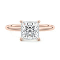 Rose gold Princess Diamond Solitaire Engagement Ring with Twisted Cathedral Setting