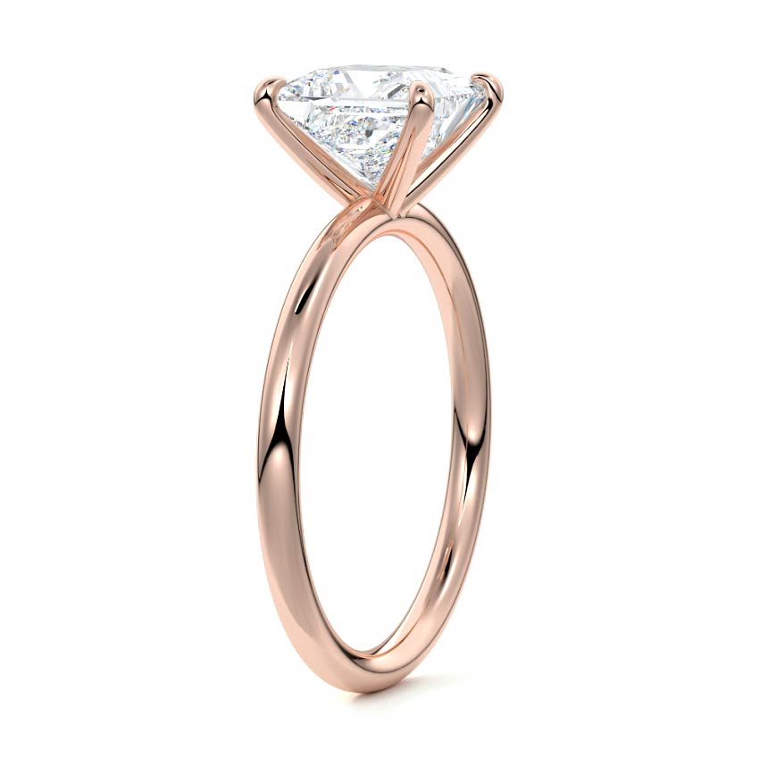 Rose gold Princess Diamond Solitaire Engagement Ring with Twisted Cathedral Setting