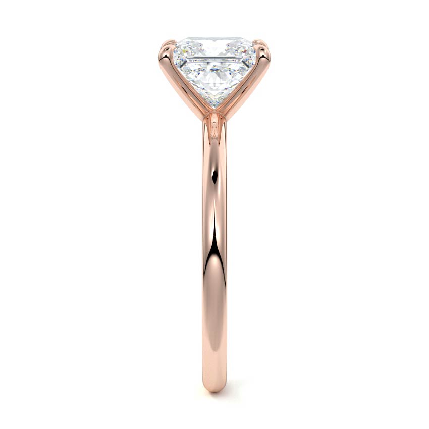 Rose gold Princess Diamond Solitaire Engagement Ring with Twisted Cathedral Setting