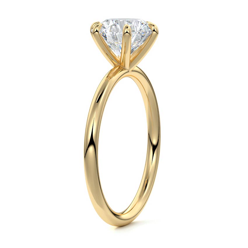 Yellow gold Round Diamond Solitaire Engagement Ring with Twisted Cathedral Setting