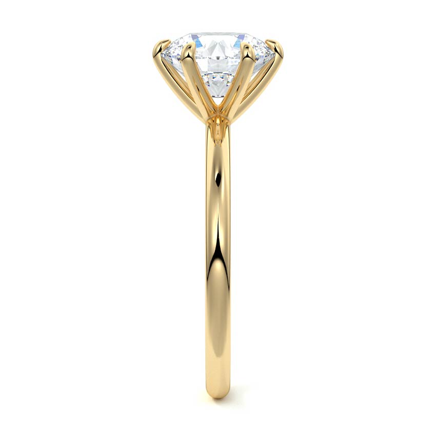 Yellow gold Round Diamond Solitaire Engagement Ring with Twisted Cathedral Setting